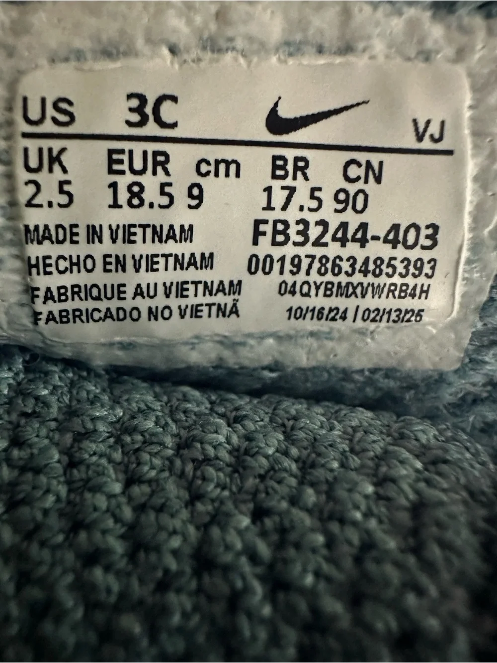 NIKE SWOOSH 1 (TD) DENIM BLUE Size 3C NEW